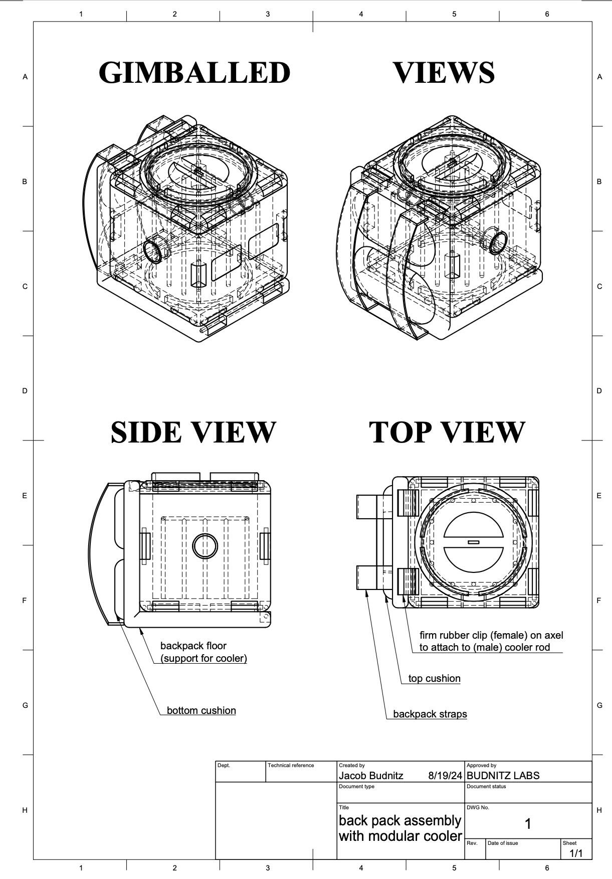BioCooler with Backpack Attachment Schematic